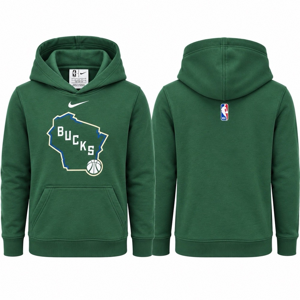 Nike Milwaukee Bucks City Edition Hoodie Youth Boys Small 8 Green NBA NEW